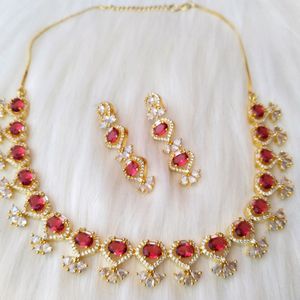 Premium A D Necklace Set( Red)
