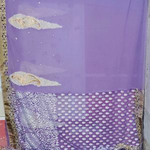 Lavender 🪻 White 🤍 two Shade Saree