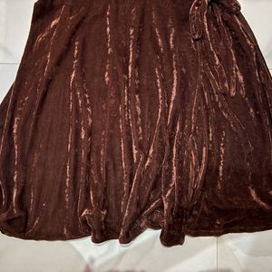 Brown Wrap Up Velvet Dress🍁