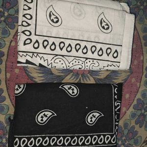 Black And White Handkerchief cum Bandana