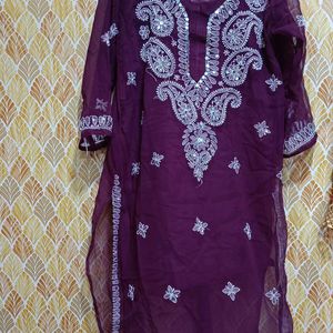 Ethnic Chikankari Purple Kurta