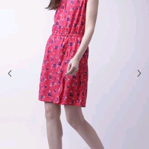 Red Printed Fir And Flare Dress From Moda Rapido