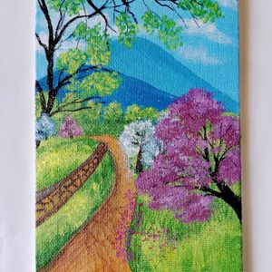 Spring Trees Acrylic Canvas Board (HANDMADE)