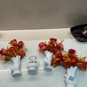 3 Artifical plants With Flowers