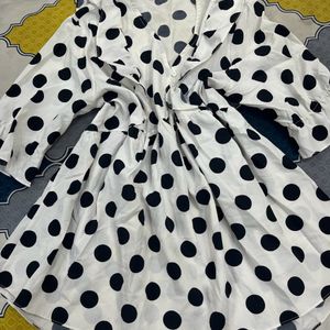 white and black polka dot