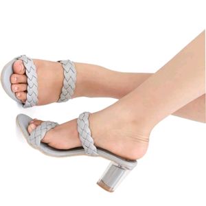 (NEW) Grey Colour Transparent Heels