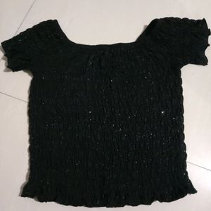 Black Off Shoulder Crop Top