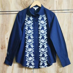 Black Embroidery Work Cotton Shirt Size-40-42