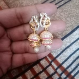 CZ Jhumkas With Mangteeka