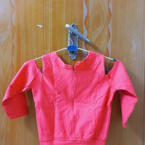 Peach Coral Colour Cropped Top