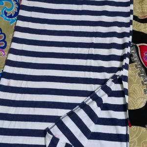 fitted blue white stripes skirt with side slit