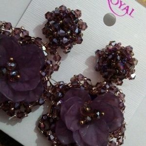 Big Flower Purple Earrings