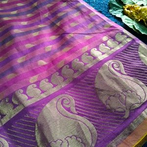 Purple Pattu Saree With Gold Zari Work