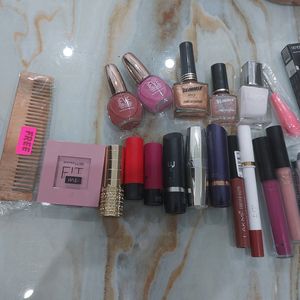 Combo Set Of Lipsticks And Nail Paints