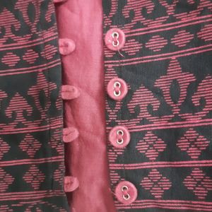 maroon ethnic printed jacket