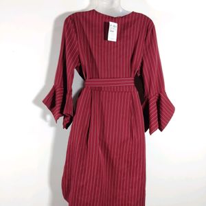 Maroon Strips Casual Dress (Women)