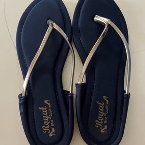 Velvet Navy Blue Slippers..