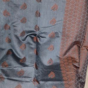 New UNUSED Cotton Saree In Charcoal Colour