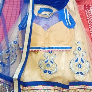 Blue And Creme Lehenga