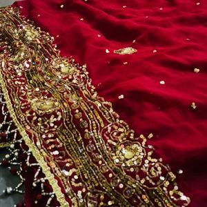 Red & Gold Fishcut Lehenga