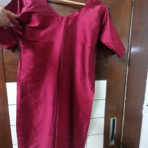 Maroon Silk Plain Kurta