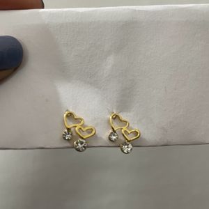 Golden Heart Stud Earrings