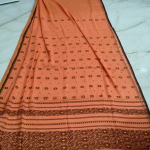 Cotton Saree In Orange Colour