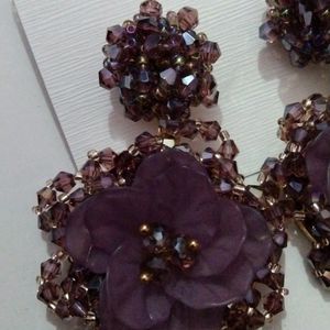 Big Flower Purple Earrings