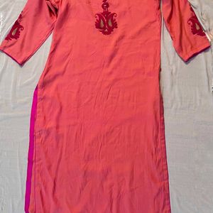 Coral Pink Slitted kurta