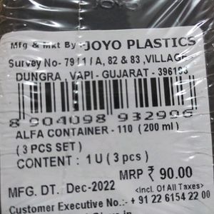 Joyo Branded Plastic Containers