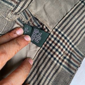 FUSCOUS GREEN AND BISTRE BROWN PLAID PANT