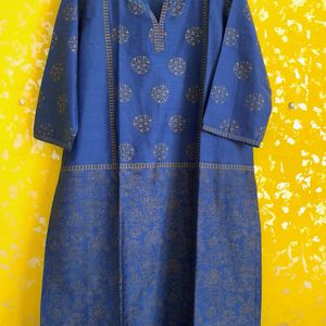 Chanderi Cotton Blue Kurta