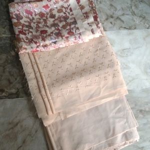 3Piece Chikankari Golden badami dress material