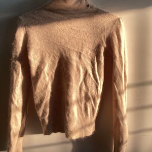 Tan Turtle Neck Wool Sweater