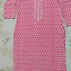 Chikankari Kurta Red And White (New)