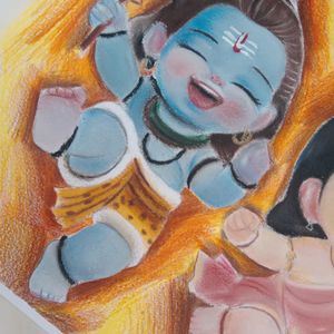 Shiv Pravati Baby Art Handmade Draw