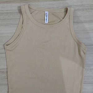 Beige Crop Tank Top