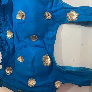 Yellow Blue Lehnga Set With Dupatta