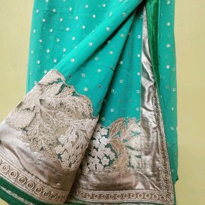 Silver Border Heavy Saree