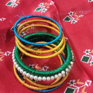 Green Yellow And Blue Bangles