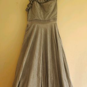 Party Wear Gown In Silver Colour