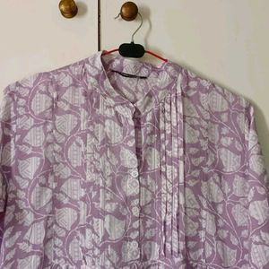 Lavender Floral Short Kurti