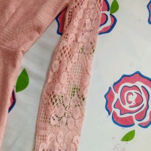 Korean pink lace dress