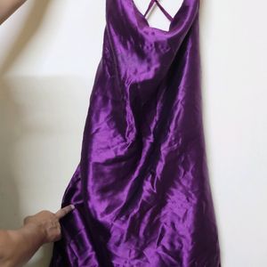 Price Drop!! Tie Back Satin Purple Slip Dress