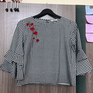 Black Check Top