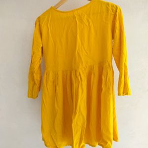 Yellow Short Kurti With Dhoti Set