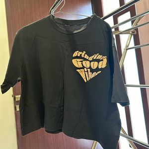 H&M Black Cotton Tshirt