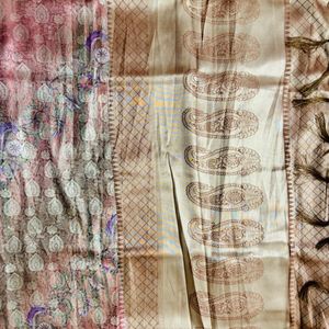 Digital Soft Rich Pattu Cream  Saree