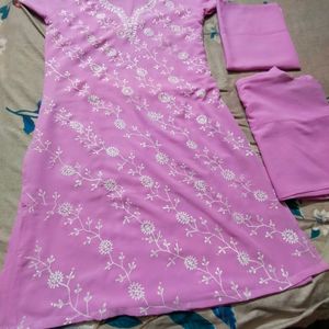 Magenta Colour Kurta Pant Dupatta XXL