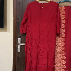 Anouk M Size Red Silk Kurta Set